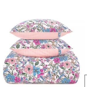 Kate Spade Curious Garden Comforter Set Full/Queen Pink Floral Cotton 3Pc